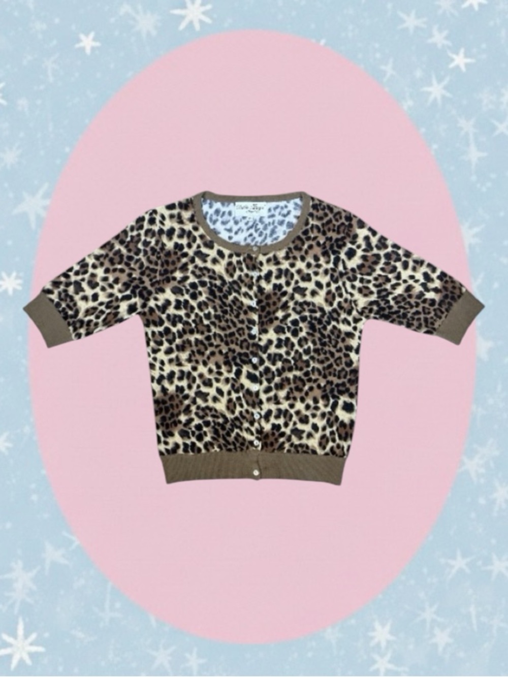 Bettie Page by Tatyana Retro Rockabilly Pin Up Punk Knit Leopard Cardigan XL